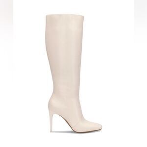 INC Off White Square Toe Knee High Faux LeatherBoots(Size 10)